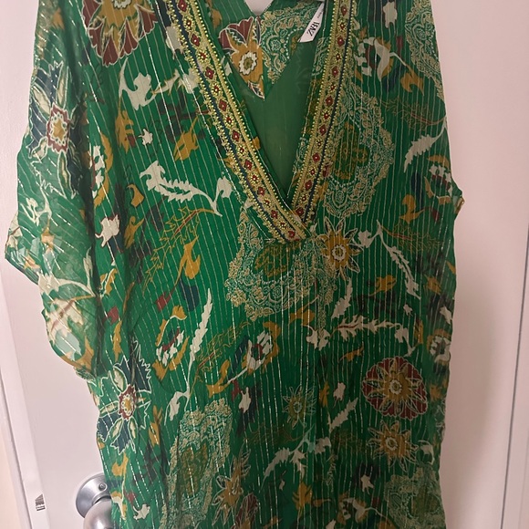 Zara V neck kaftan dress NWOT - Picture 3 of 3
